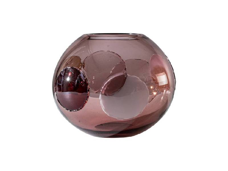 LAPILLI VASE CIPRIA PINK OR TEA WITH 6 DECORATION EMMANUEL BABLED VENINI 789.31/789.30